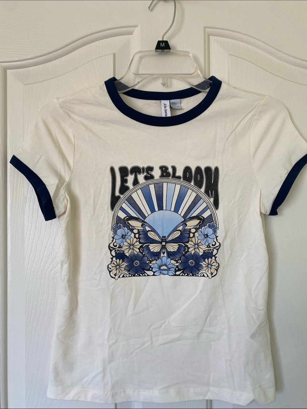 NWOT & Other Stories ' 'Let's Bloom' Blue Graphic Ringer Tee